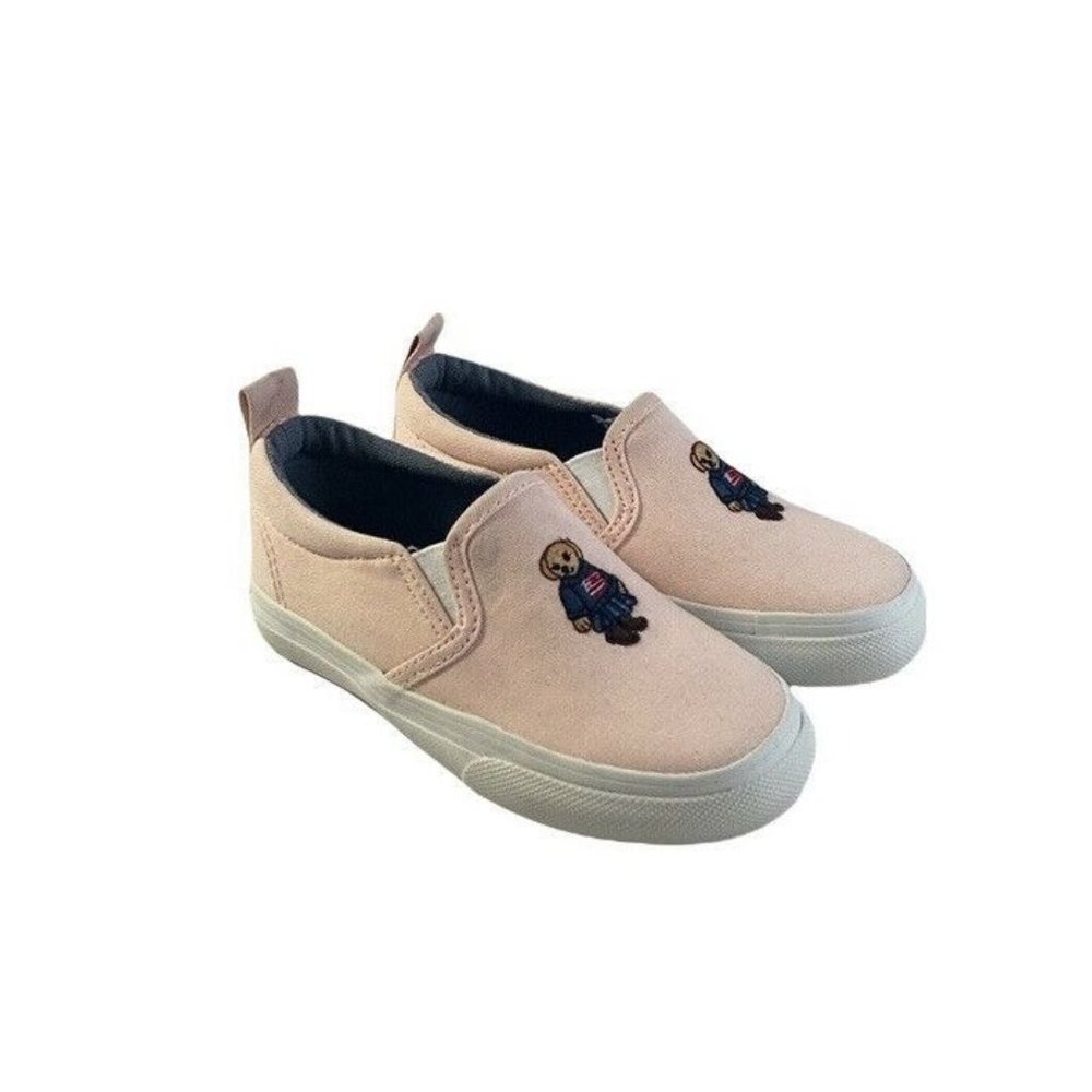 Polo Ralph Lauren Toddler Girl's Carlee Bear Light Pink Sneakers Shoes Size 7